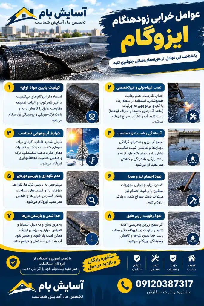 عوامل خرابی زود هنگام ایزوگام 1 عوامل خرابی زود هنگام ایزوگام